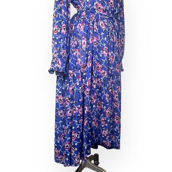 ISABEL MARANT ETOILE Maelys Wrap Midi Dress Floral Blue Ruffle Tapestry Wedding - Picture 6 of 12